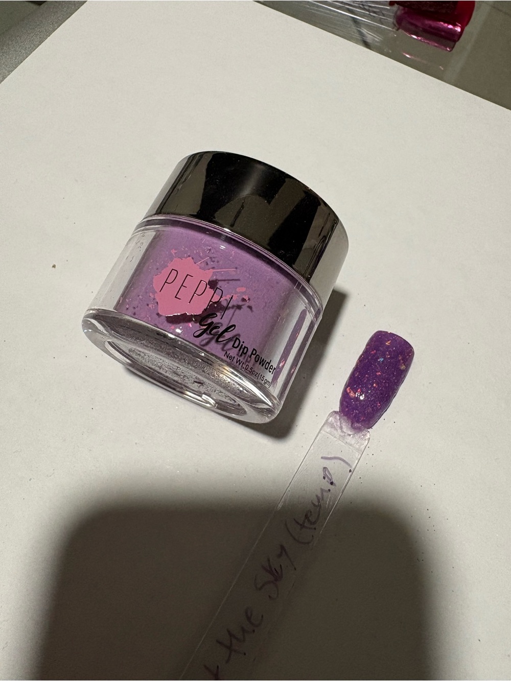 Peppi Gel Paint the Sky purple sparkly temperature changing dip nail powder